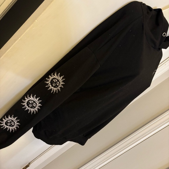 Gothic Celestial Sun Moon Print Full Zipper Drawstring Hoodie - Picture 6 of 11